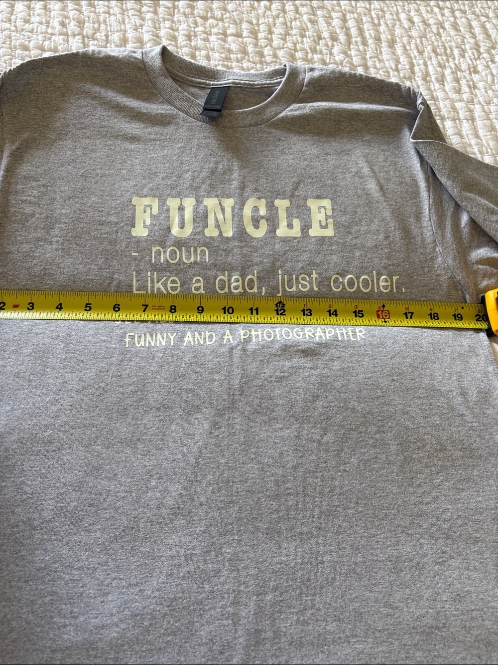 Gildan Gray BNWOT “FUNCLE” Heavy Cotton Crewneck Tee M - Picture 4 of 8